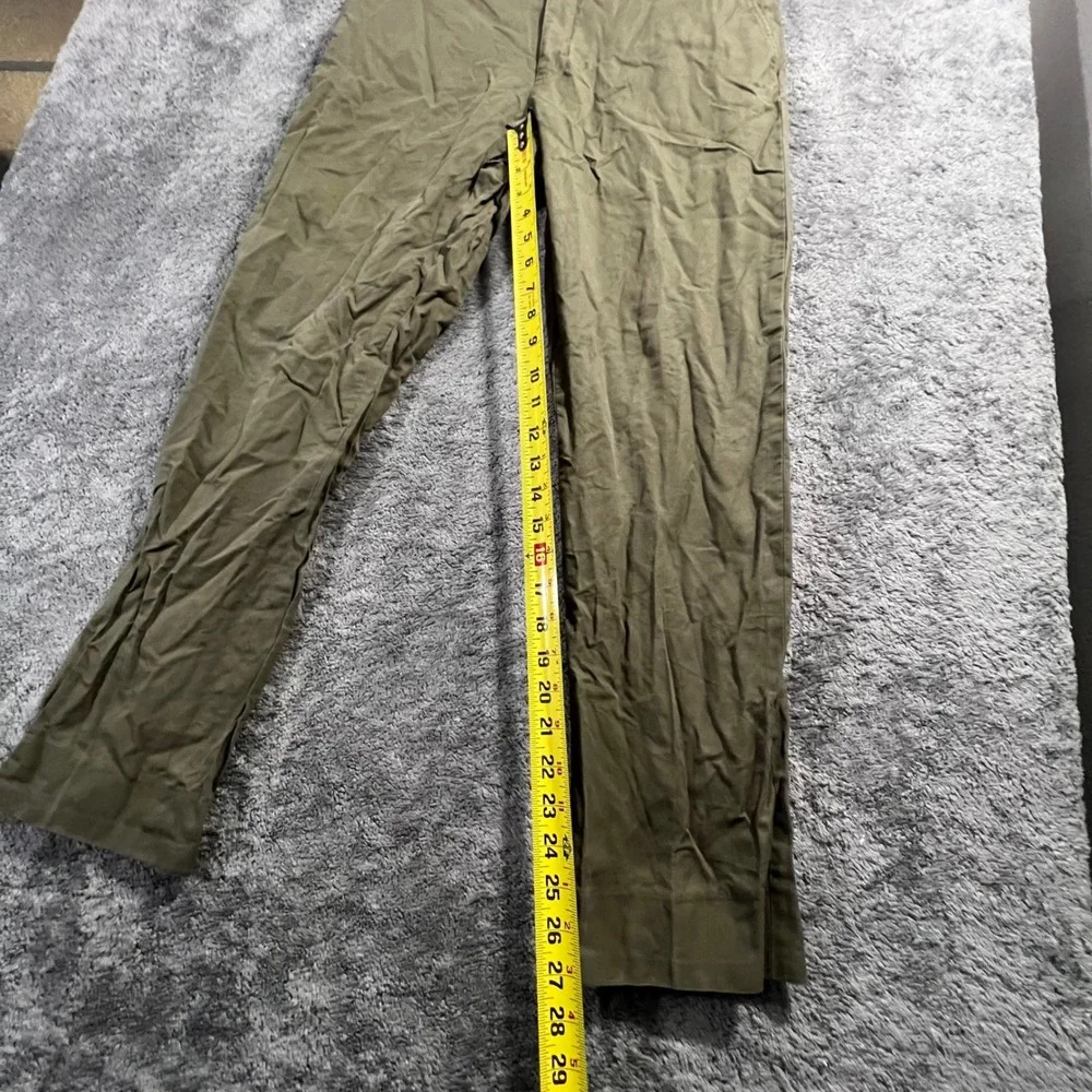Mens Olive Green Cotton Twill Chino Pants Straight Leg Flat Front Trousers